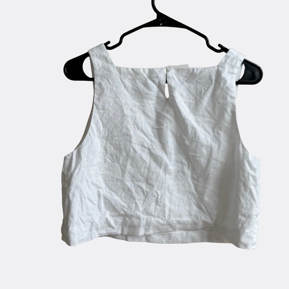 Reformation Saige Linen Crop Top – White – Women's Size M - Picture 4 of 6
